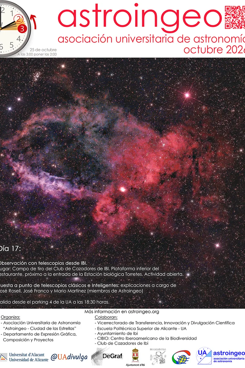 Cartel de actividades de octubre 2026 de la asociación Astroingeo
